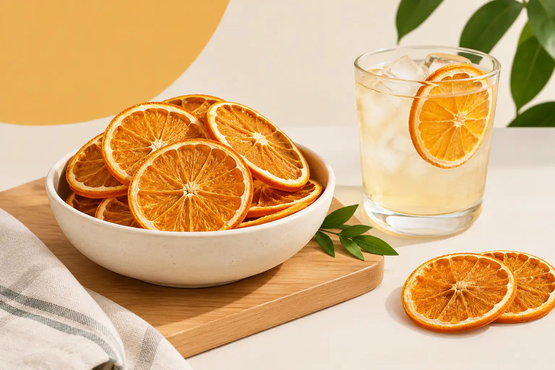 Rodajas de naranja deshidratada para servir mejor