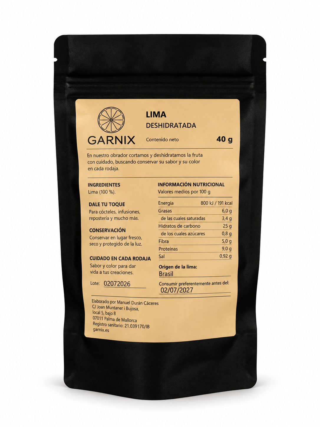Lima deshidratada · 40 g
